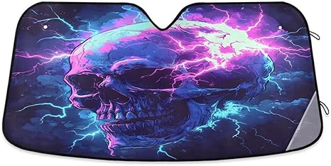 ALAZA Fantasy Magic Sugar Skull Car Windshield Sun Shade Blocks Foldable Car Front Window Sunshade Automotive UV Rays Sun Visor Protector - sugar skull car sunshade for windshield