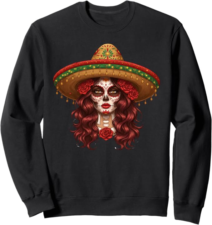 Cinco De Mayo Skeleton Skull Costume Women - sugar skull sweatshirt womens