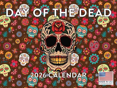 Sugar Skull Calendar 2026 Wall Monthly Day Of The Dead Calender 12 Month | American Made In The USA - sugar skull poster print