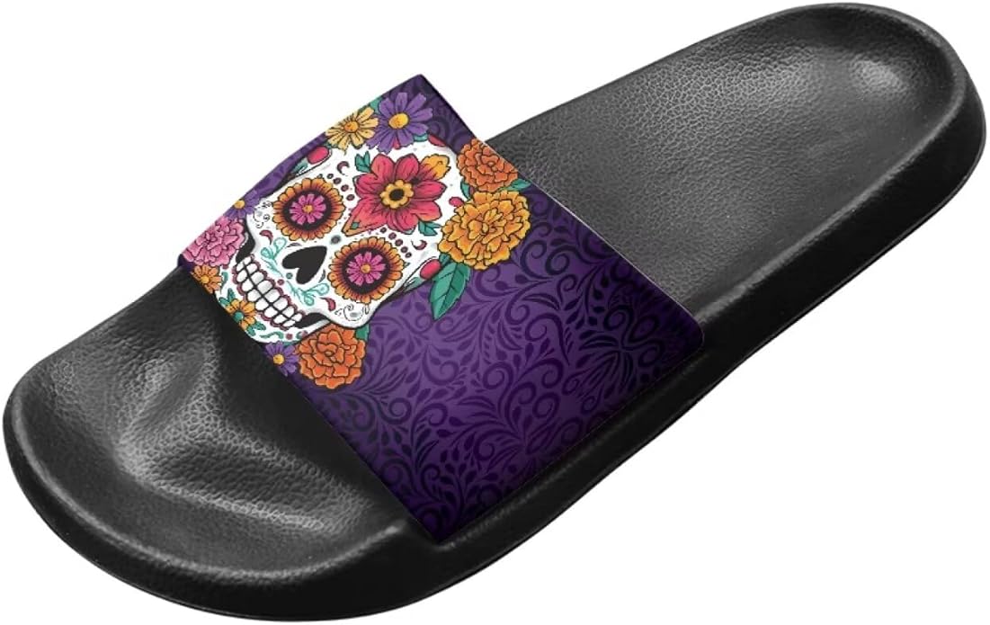 Binienty - sugar skull flip flops womens