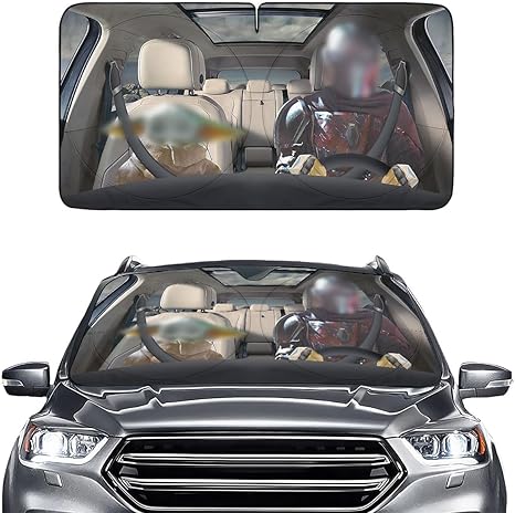Windshield Sun Shade for Car SUV Truck (64x32 Inches), Automobile Sunshade, Protector Blocks UV, Christmas Car Decor - sugar skull car sunshade for windshield