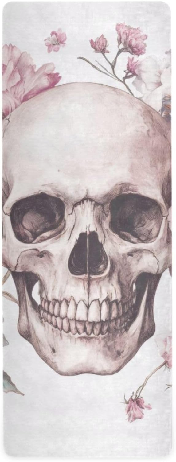 Yoga Mat Sugar Skull Non Slip Fitness Exercise Mat Extra Thick Yoga Mats for home workout, Pilates, Yoga and Floor Workouts 71 x 26 Inches - sugar skull yoga mat
