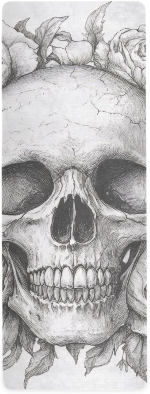 Yoga Mat Sugar Skull Non Slip Fitness Exercise Mat Extra Thick Yoga Mats for home workout, Pilates, Yoga and Floor Workouts 71 x 26 Inches - sugar skull yoga mat