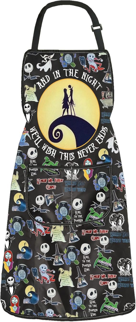 ZJXHPO Halloween Kitchen Apron Horror Apron With Pocket Halloween Party Gift Halloween Kitchen Decor (Never End Apron) - sugar skull apron for women