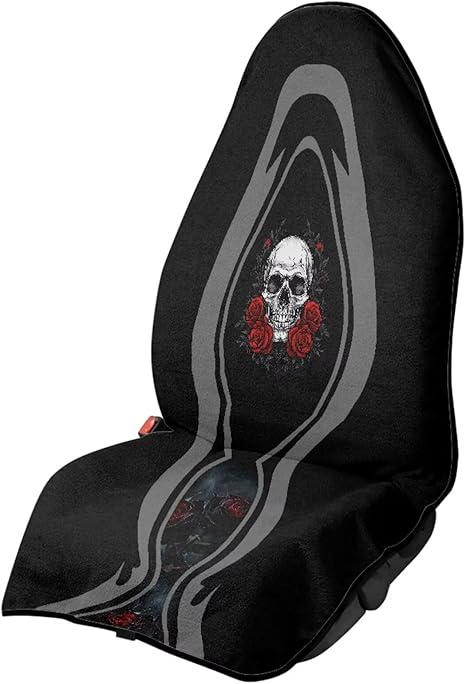 Gothic Skull Rose 1 Car Seat Covers Front Seats Only,Sweat Car Seat Cover for Workout,Swimming,Beach,Universal Fit for Cars,SUVs,Trucks - sugar skull car pet seat cover