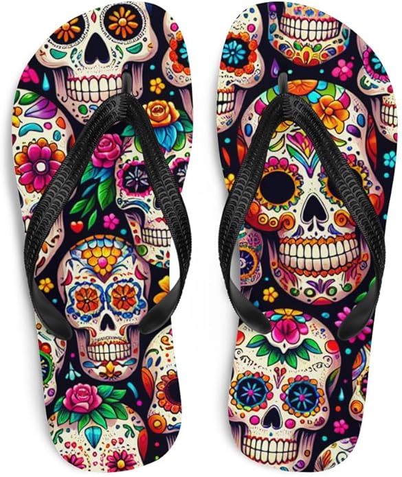 AIBUYDESIGN - sugar skull flip flops womens