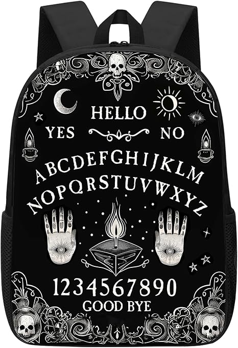 Goth Ouija Board Backpack Gothic Skull Horror Witchy Tarot School Backpacks, Retro Black and White Halloween Bookbag for Boys and Girls, Casual Travel Daypack Laptop Bags 17" - best sugar skull backpack