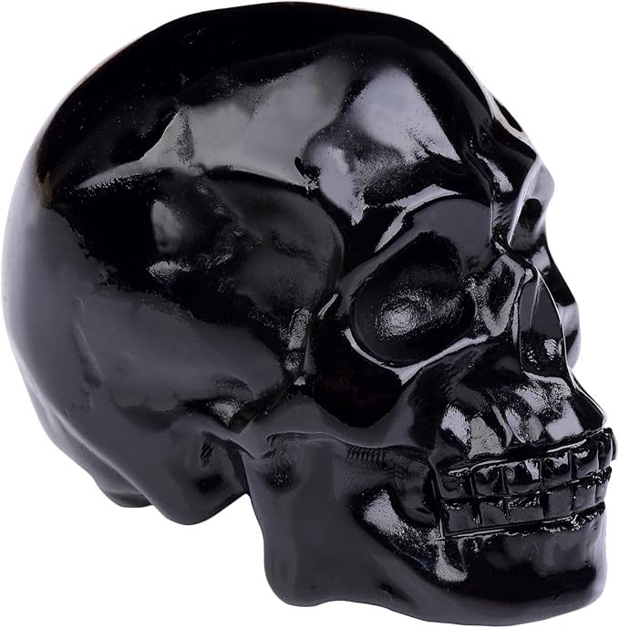 2inch Black Obsidian Crystal Carved Skull Statue Spiritual Decor Skull Bathroom Decor Bathroom Decor Home Office Decoration Hand Carved Gemstone Reiki Healing for Woman Gift. - sugar skull figurine collectible