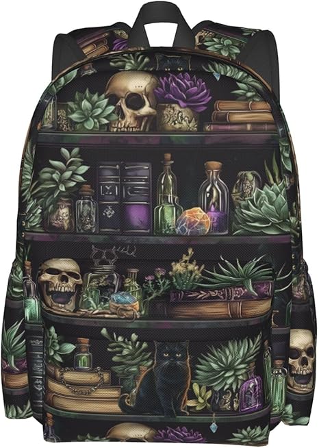 Skull Cat Backpack Laptop Backpacks Multipurpose Daypack For Men Women Travel Hiking - best sugar skull backpack