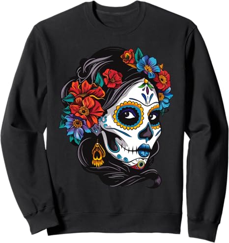 De Los Muertos Apparel - sugar skull sweatshirt womens