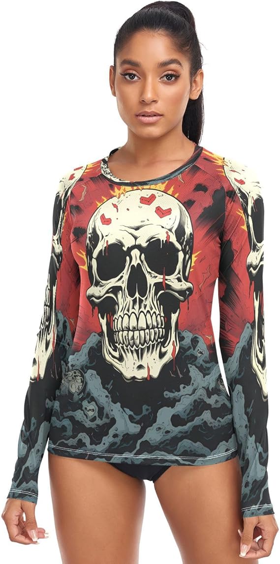 ALAZA - sugar skull long sleeve shirt mens