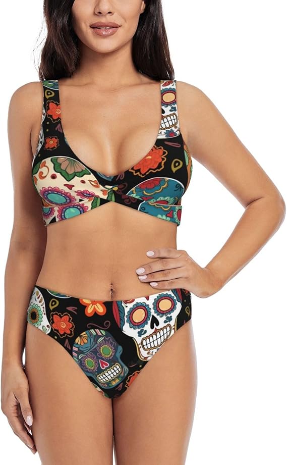 WPKJU - sugar skull bikini set