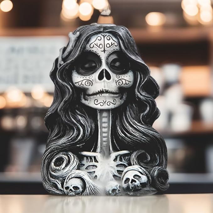 ICE ARMOR Hand Painted 6.25" H Sugar Skull BackFlow Statue Sculpture Ornament Decoration Home/Room Decor Ideas for Housewarming, Holidays and Birthdays Great Collectible Addition - sugar skull christmas ornament