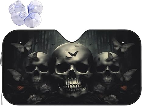 Skull Car Sun Shade Windshield Sunshade Foldable Front Window Shield Cover for Truck SUV - sugar skull car sunshade for windshield