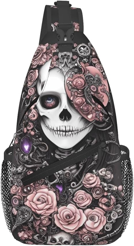 Sugar Skull Sling Bag Crossbody Backpack for Travel Hiking Chest Daypack Shoulder Sling Bag for Men Women - sugar skull handbags for sale