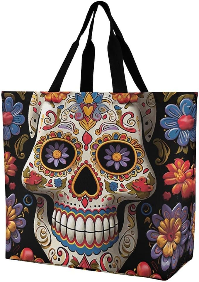 A Gym Artifact, The Canvas Sugar Skulls Printed Yoga Storage Bag Is Durable, Wear-resistant And Does Not Strangle Shoulders. It Is Suitable for Both Men And Women - sugar skull yoga mat