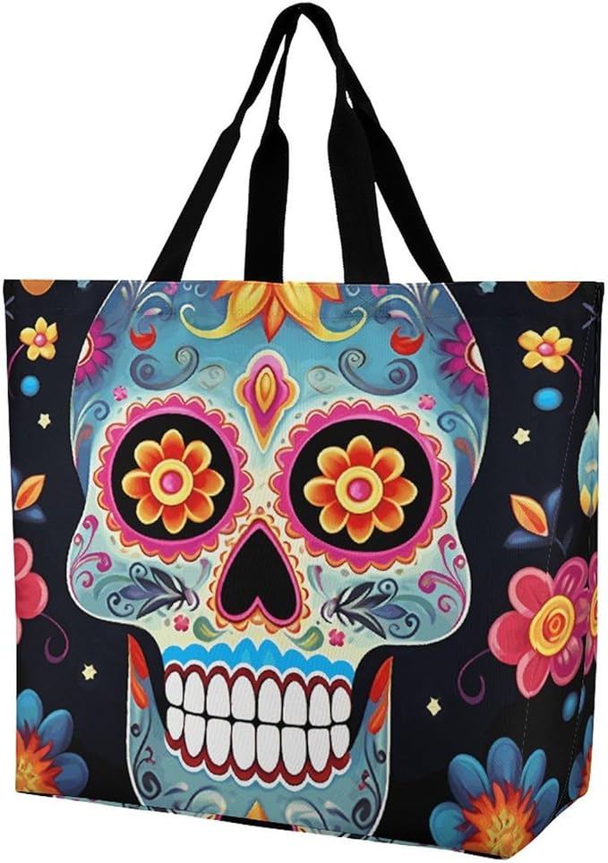 A Gym Artifact, The Canvas Sugar Skulls Printed Yoga Storage Bag Is Durable, Wear-resistant And Does Not Strangle Shoulders. It Is Suitable for Both Men And Women - sugar skull yoga mat