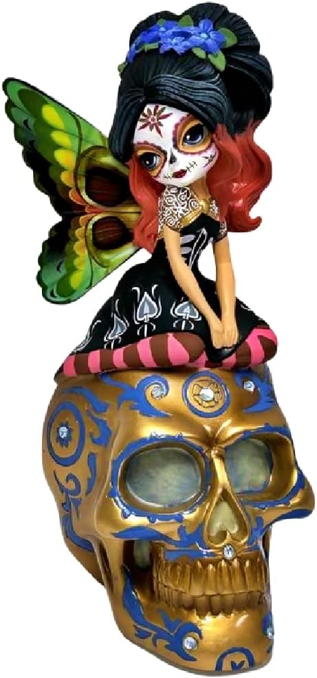 The Hamilton Collection Soulful Spirits Figurine Collection Issue #13: Spirit of The Gentle Spirit Glow in The Dark Sugar Skull Decor by Jasmine Becket-Griffith 6-Inches - sugar skull figurine collectible