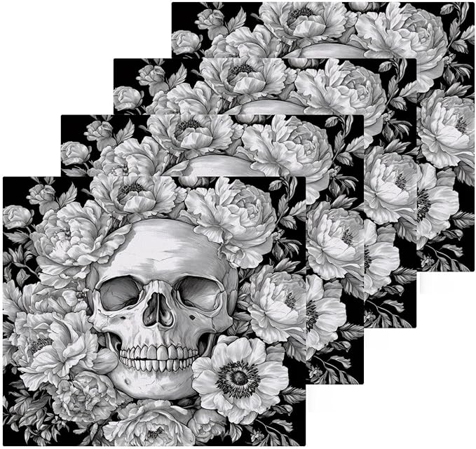 Sugar Skull Washcloths Towels, Highly Absorbent and Soft Cotton Face Cloths, 4 Pack Quick Dry Wash Cloths - 12 X 12 Inches - sugar skull beach towel