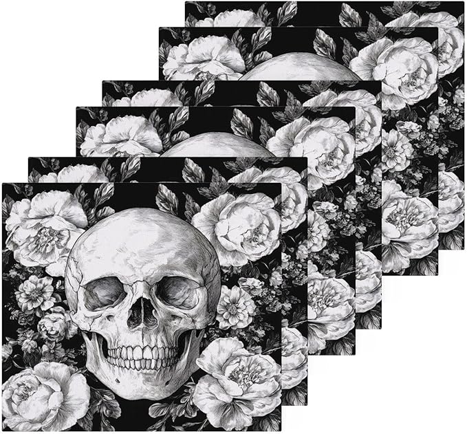 Sugar Skull Washcloths Towels, Highly Absorbent and Soft Cotton Face Cloths, 6 Pack Quick Dry Wash Cloths - 12 X 12 Inches - sugar skull beach towel