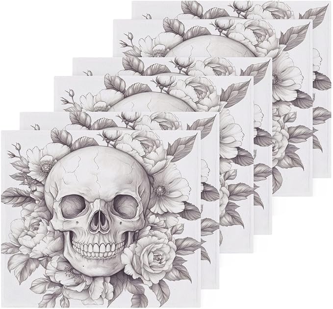 Sugar Skull Washcloths Towels, Highly Absorbent and Soft Cotton Face Cloths, 6 Pack Quick Dry Wash Cloths - 12 X 12 Inches - sugar skull beach towel