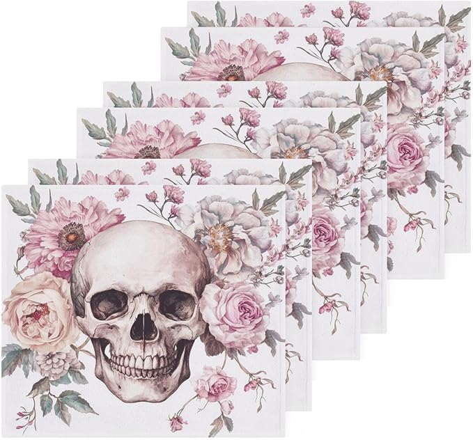 Sugar Skull Washcloths Towels, Highly Absorbent and Soft Cotton Face Cloths, 6 Pack Quick Dry Wash Cloths - 12 X 12 Inches - sugar skull beach towel