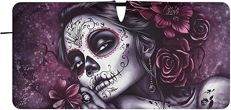 Windshield Sun Shade Purple Sugar Skull Face Car Sun Shade for Front Windshield Foldable Sunshades Sun Visor Protector Blocks UV Rays for Car Truck SUV - sugar skull car sunshade for windshield