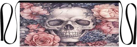 Kigai Sugar Skull Server Aprons for Men Women Water & Oil Resistant Waitress Waiter Waist Apron with 3 Pockets - sugar skull apron for women