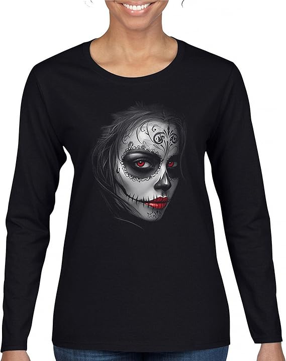 Tee Hunt - sugar skull long sleeve shirt mens