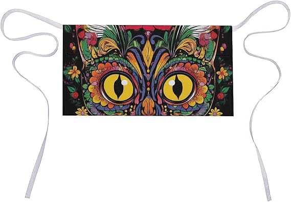Short Serving Apron for Men Women, Chef Half Apron with 3 Pockets Waterproof Waitress Aprons - sugar skull apron for women