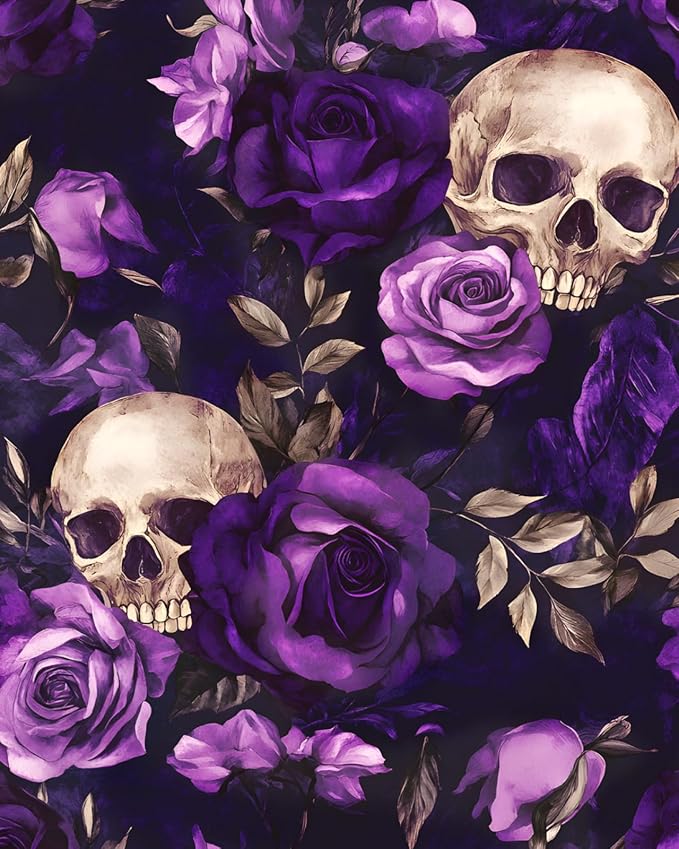 Black Floral Peel and Stick Wallpaper Vintage Boho Sugar Skull Contact Paper Gothic Flower Wall Mural Home Vinyl Waterproof Self Adhesive Removable Renter Friendly Wall Paper 17.5" x 118" - sugar skull beach towel