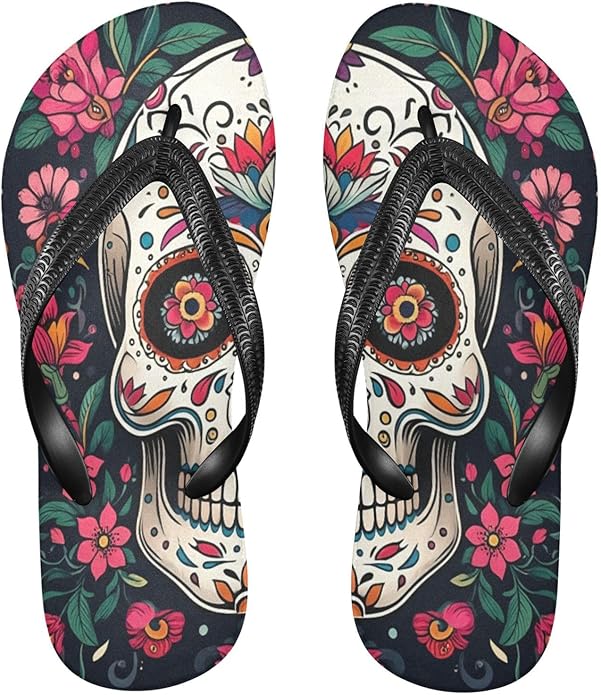 STAYTOP - sugar skull flip flops womens