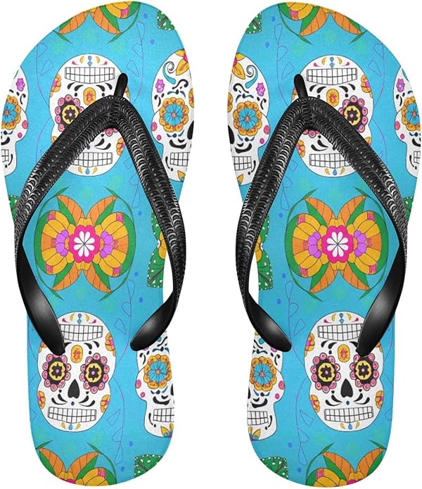 STAYTOP - sugar skull flip flops womens