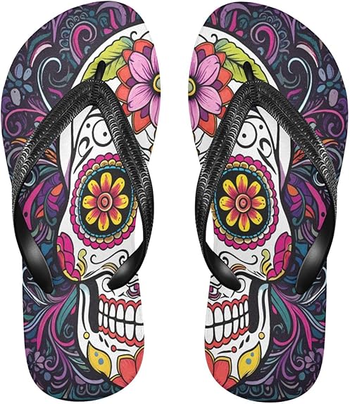 STAYTOP - sugar skull flip flops womens