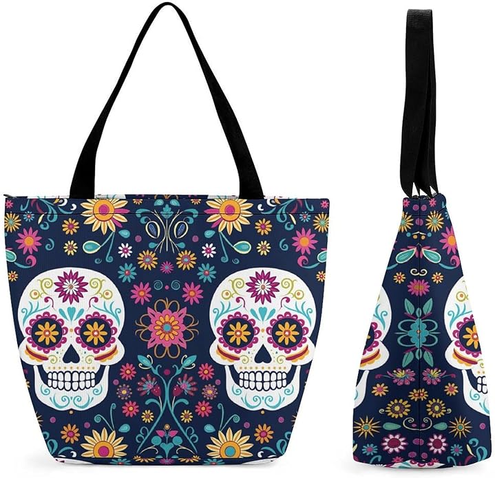 Women's Handbags Mexican Pattern Day Of Dead With Sugar Skull Shopping Bag Leather Tote Bag Satchel Bags - sugar skull handbags for sale
