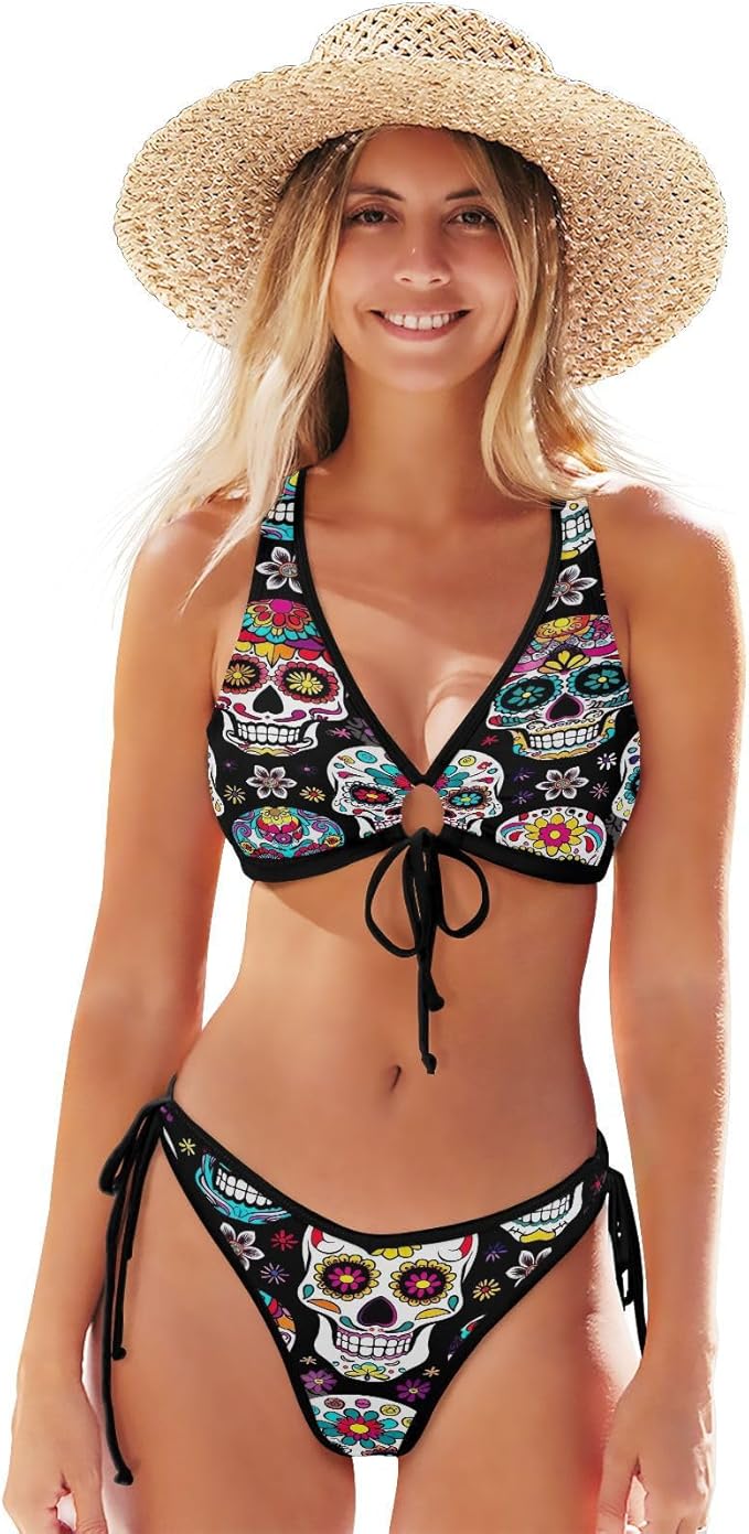 Nander - sugar skull bikini set