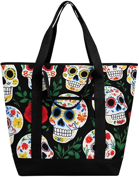 Large Thermal Shopping Tote Bag Travel Friendly Fashion Handbag Commuter Bag - sugar skull handbags for sale