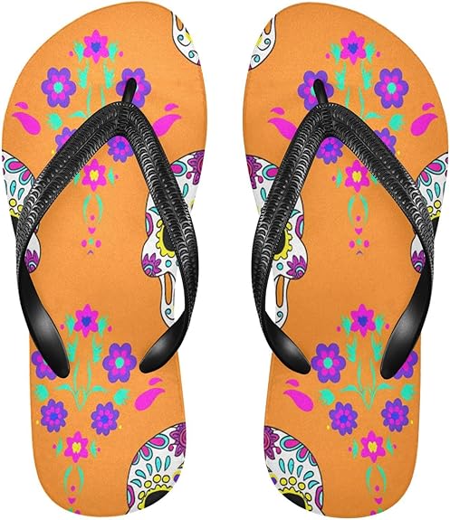 Nander - sugar skull flip flops womens