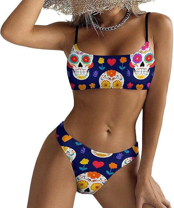 OPOZSDF - sugar skull bikini set