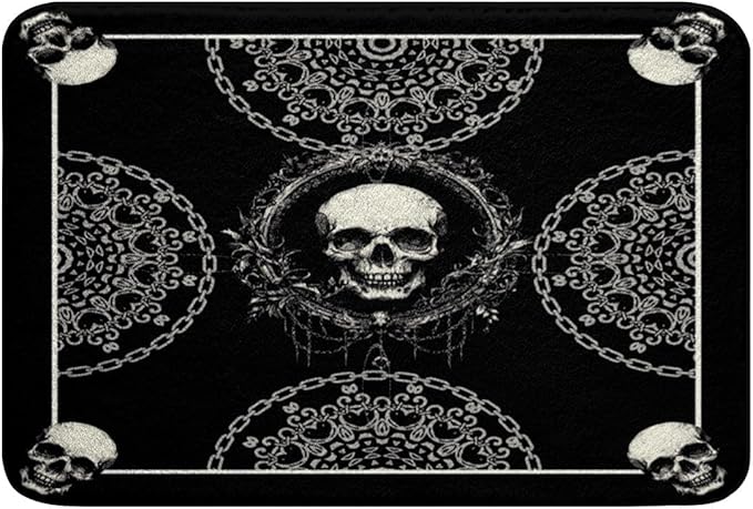 Erosebridal Sugar Skull Bathroom Rug 20"x 32",Gothic Exotic Bath Mat,Horror Theme Doormats Floor Mat,Halloween Skull Non Slip Bath Rug - sugar skull toilet mat set