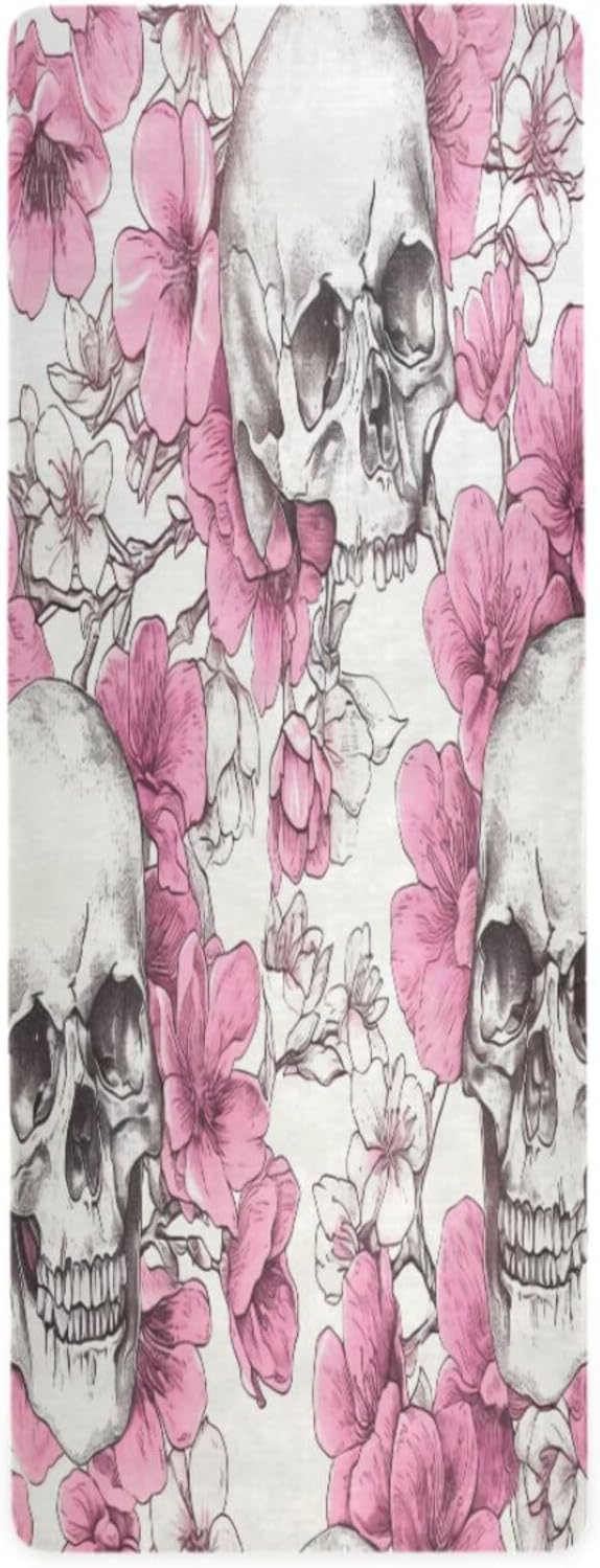 Abstract Sugar Skull Flower Yoga Mat,Non Slip Exercise & Fitness Mat Folding Waterproof Yoga Mat for Yoga, Pilates, Stretching,71 x 26 Inch Come with Storage Bag - sugar skull yoga mat