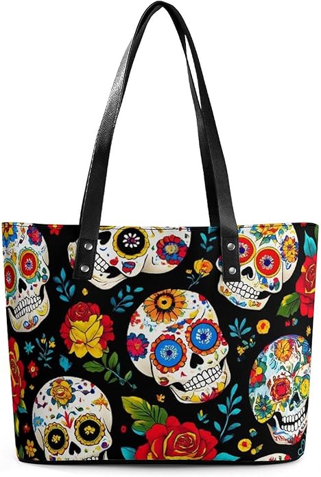 Women's Elegant Leather Handbag Unisex Leather Tote Bag Lightweight Handbag - sugar skull handbags for sale