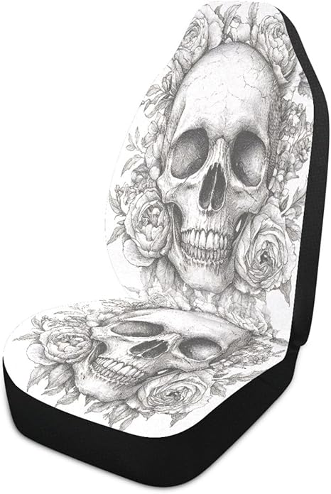 1 Pack Sugar Skull Car Seat Covers Front, Universal All-in-One Fit Elastic Breath Car Seat Protector Non-Slip Waterproof Fit for SUV/Trucks/Sedans - sugar skull car seat covers set