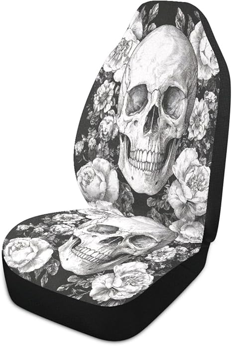 1 Pack Sugar Skull Car Seat Covers Front, Universal All-in-One Fit Elastic Breath Car Seat Protector Non-Slip Waterproof Fit for SUV/Trucks/Sedans - sugar skull car seat covers set