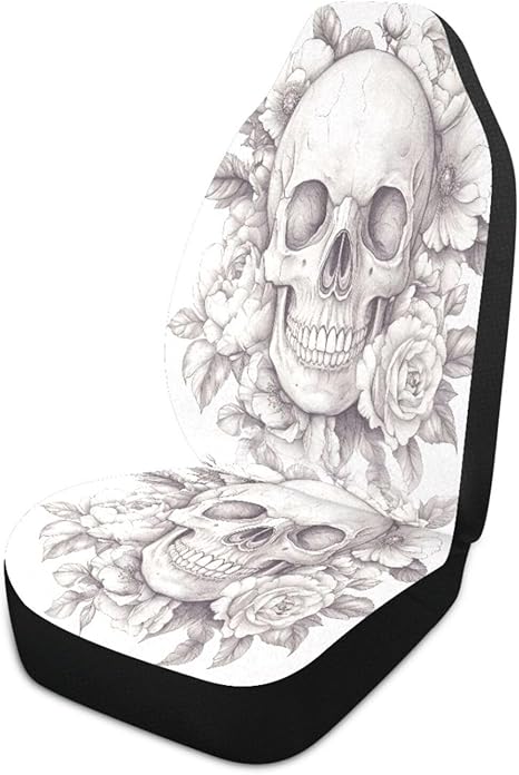 1 Pack Sugar Skull Car Seat Covers Front, Universal All-in-One Fit Elastic Breath Car Seat Protector Non-Slip Waterproof Fit for SUV/Trucks/Sedans - sugar skull car seat covers set