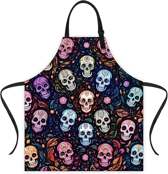 Women Apron for Cooking Baking Grilling Gardening With Pockets Oil Water Resistant Apron 1 Pack - sugar skull apron for women