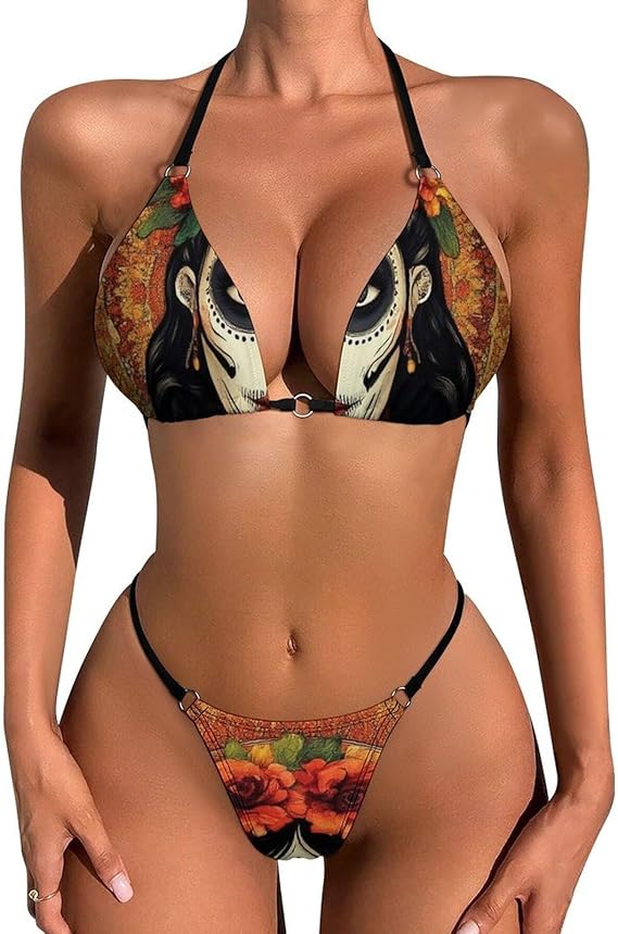 WOEZKEX - sugar skull bikini set