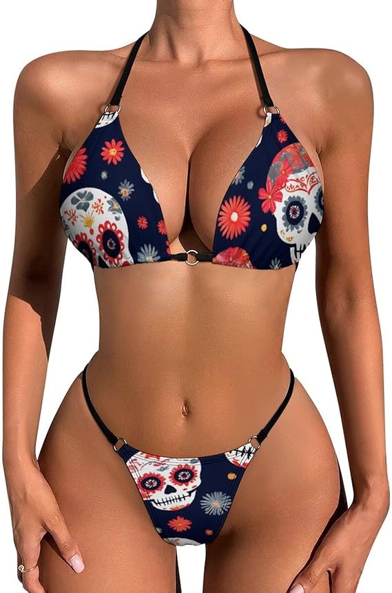 WOEZKEX - sugar skull bikini set