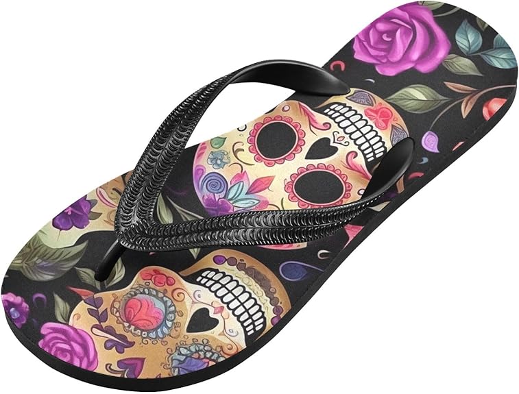 UMIRIKO - sugar skull flip flops womens
