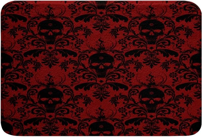 Jacquard Damask Bath Mats 16"x24" Vintage Damask Bathroom Rugs for Kids Sugar Skull Carpet for Shower Tub Non-Slip Soft Soft Shaggy Absorben Microfiber Damask Floral Decor Doormats Floor Mat - sugar skull floor mat